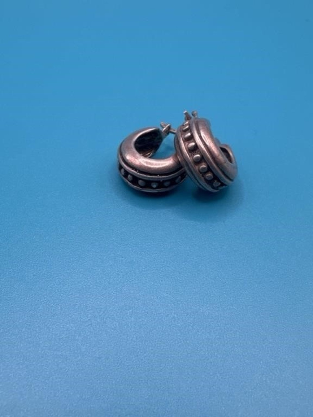 Vintage Sterling Silver 925 Hoop Earrings Small Dotted Beaded Design 6.5g